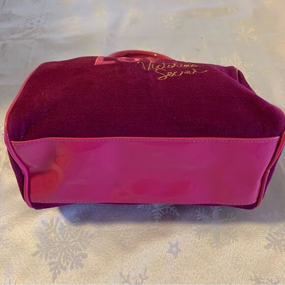 Vintage Love Victoria Secret Mini Handbag Wine Corduroy & Pink Vegan Leather - Picture 3 of 8